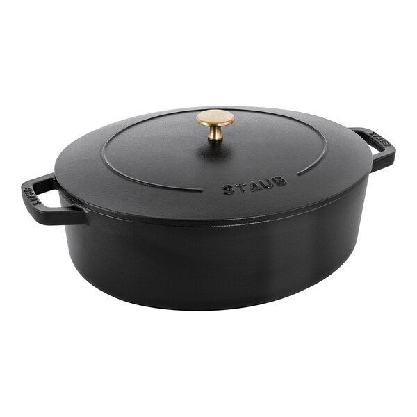 STAUB 12 鋳鉄 小型 黒 Staub 6.25 Qt. Black Enameled Cast Iron Oval Dutch Oven 1027848