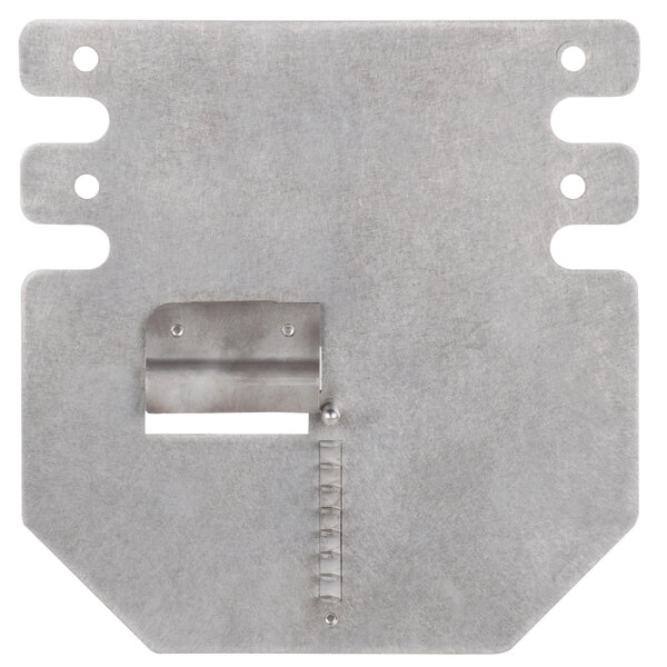 A Nemco Spiral Fry Face Plate with holes in a metal surface.