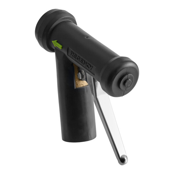 A black aluminum spray nozzle with a metal handle designed for water flow up to 7 GPM.