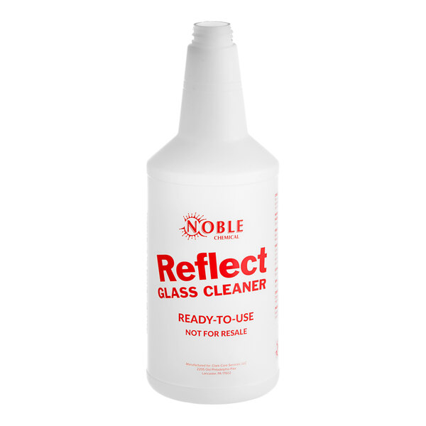 A white Noble Chemical labeled bottle for glass cleaner.