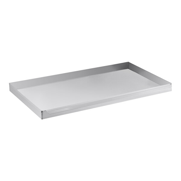 A rectangular metal grease or crumb tray designed for use with specific Avantco griddles.