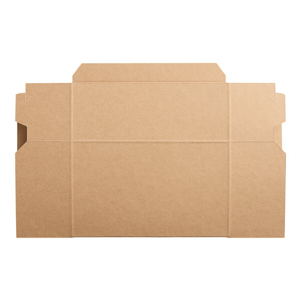 A brown cardboard Baker's Lane bakery box with a cut out top on a white background.