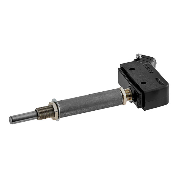 A black and silver metal microswitch set for Avantco MX mixers with a metal rod and screw.