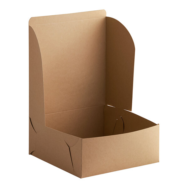 A brown cardboard Baker's Lane cake box with a lid.