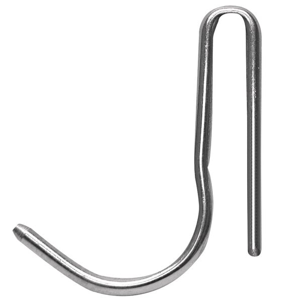 A silver Advance Tabco plated pot hook with a long handle.