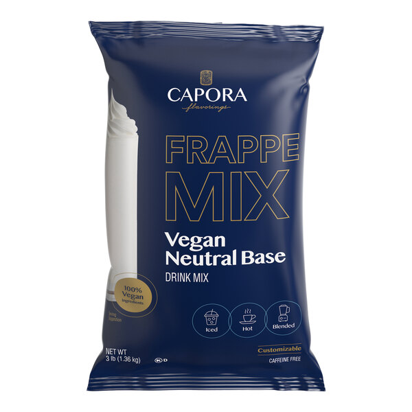 A 3 lb. bag of Capora Vegan Neutral Base Frappe Mix.