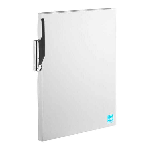 A solid stainless steel Dutch door with a handle, designed for use with specific Avantco equipment models.