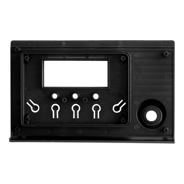 A black control board panel with five decals and a display window, designed for the Avantco CMAD Series.