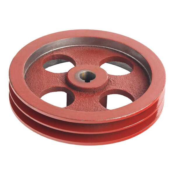 A red metal axle assembly component with a grooved wheel, designed for use with Avantco MX30SHKIT, MX30MGKIT, and MX30H.