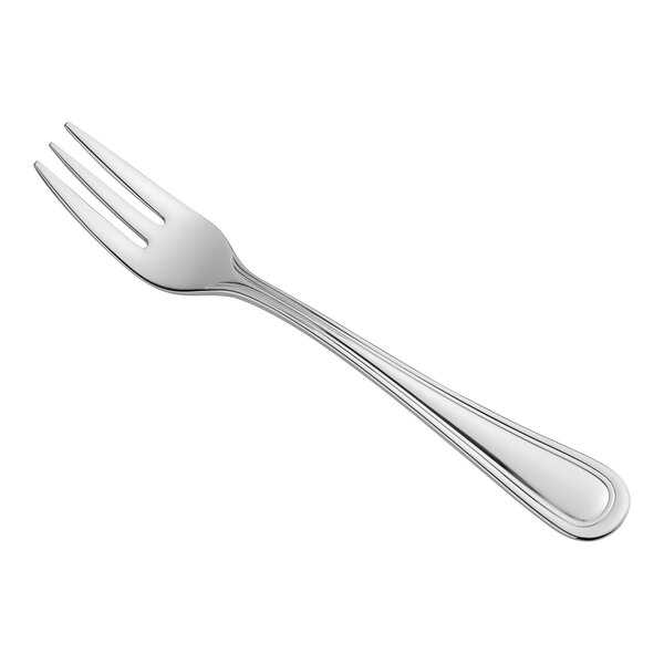 An Acopa Edgeworth stainless steel cocktail fork.