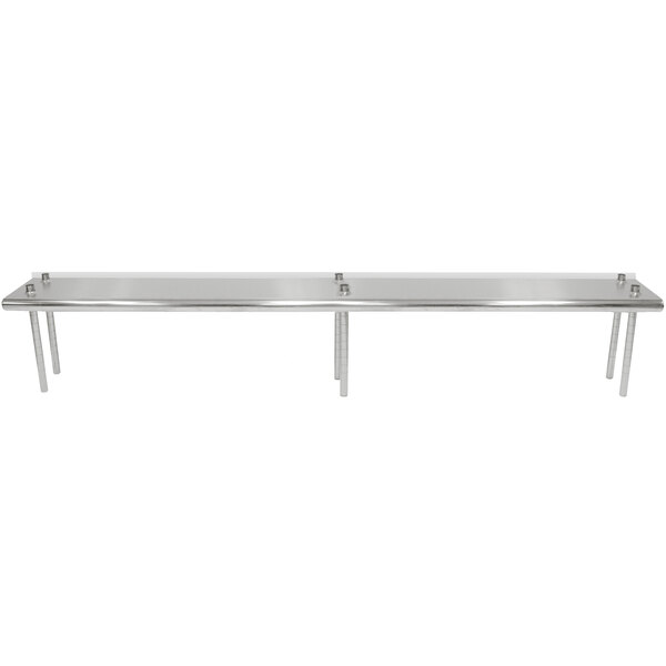 Advance Tabco TS-12-144R 12" x 144" Table Rear Mounted Single Deck Stainless Steel Shelving Unit - Adjustable with 1" Rear Turn-Up