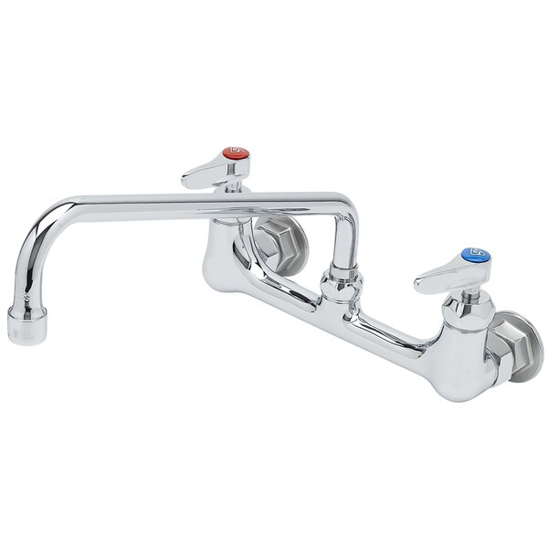 T&S B-0231-CR-SC Wall Mounted Pantry Faucet with 8" Adjustable Centers, 12" Swing Nozzle, Cerama Cartridges, and Check Valves