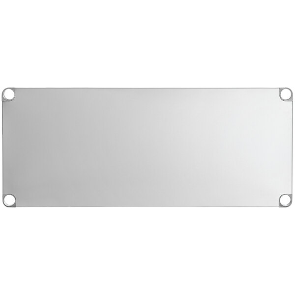 An 18-gauge stainless steel adjustable undershelf designed for 24 x 48 inch work tables.