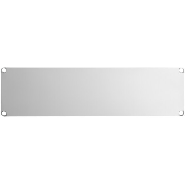 An 18-gauge stainless steel adjustable undershelf designed for 24-inch by 72-inch work tables.