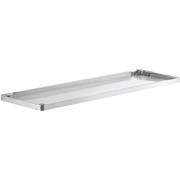 An 18-gauge stainless steel adjustable undershelf designed for 24" x 72" work tables.