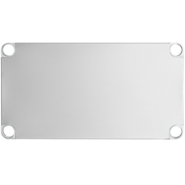 An 18-gauge stainless steel adjustable undershelf designed for 18" x 30" work tables.