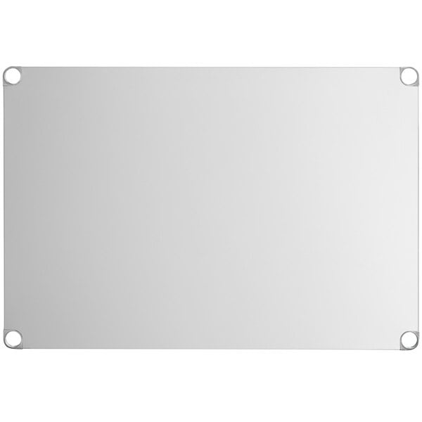 An 18-gauge stainless steel adjustable undershelf designed for 36-inch by 48-inch work tables.