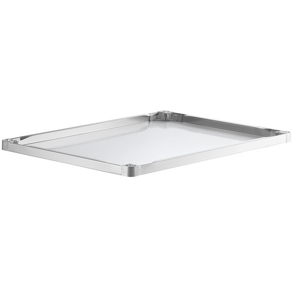 A stainless steel adjustable undershelf designed for 36 x 48 inch work tables.