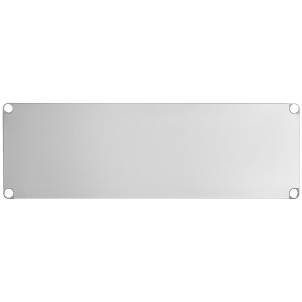 An 18-gauge stainless steel adjustable undershelf designed for 24-inch by 60-inch work tables.