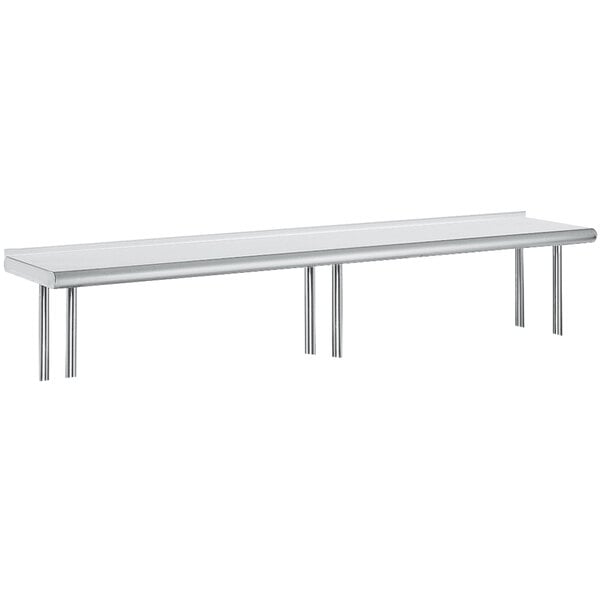 Advance Tabco OTS-15-120R 15" x 120" Table Rear Mounted Single Deck Stainless Steel Shelving Unit with 1" Rear Turn-Up