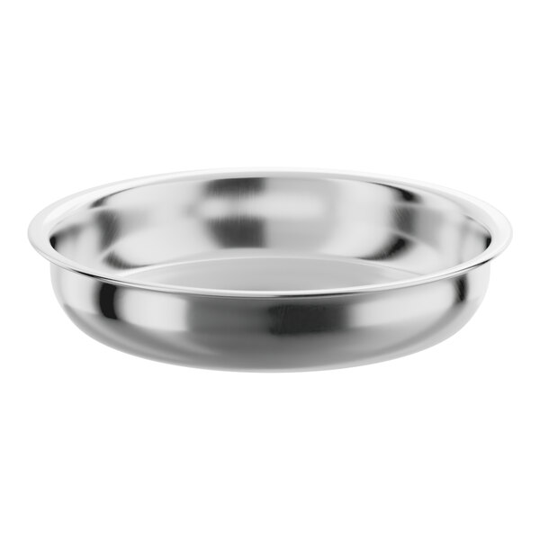 A round stainless steel food pan with a 6-quart capacity.