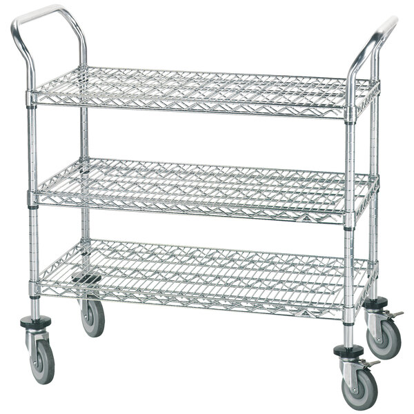 Advance Tabco WUC-2436R 24" x 36" Chrome Wire Utility Cart with Rubber Casters