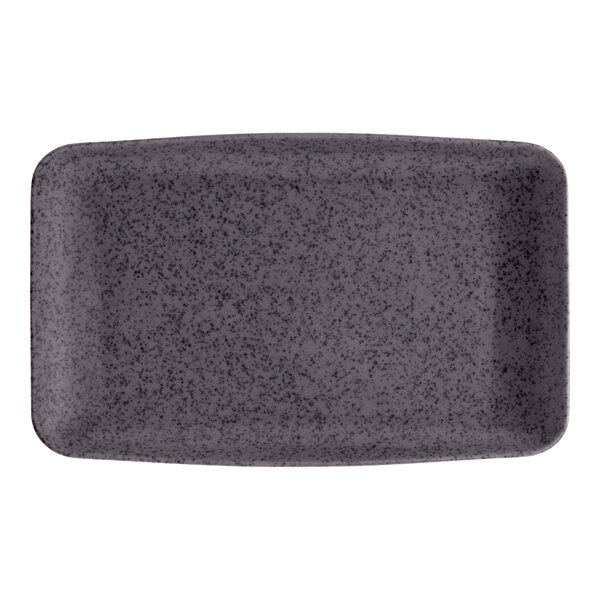 A dark gray rectangular melamine platter with a speckled pattern.