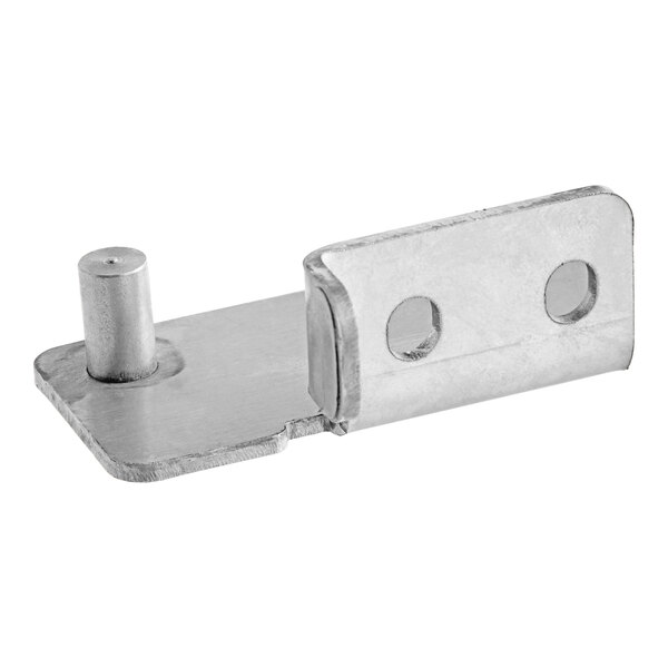 A metal left hinge replacement part for Noble Warewashing HTGW dishwashers.