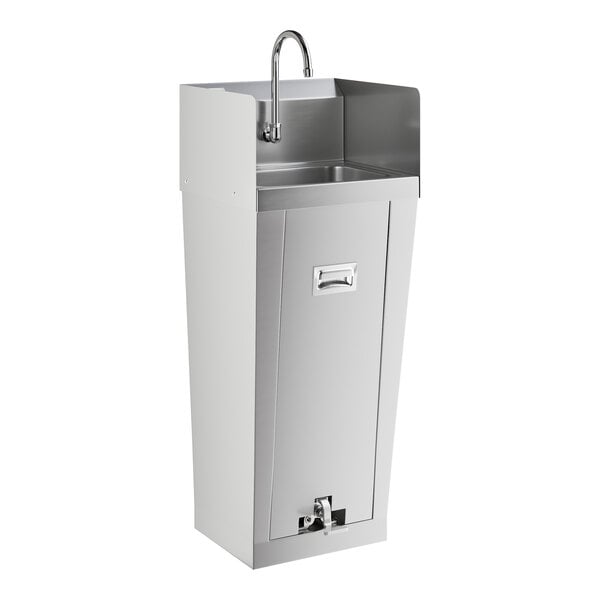 A stainless steel Regency hand sink with a faucet.