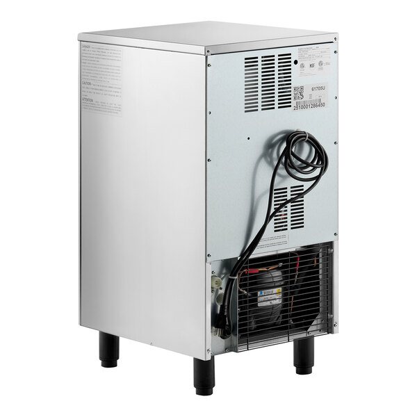 An air-cooled undercounter gourmet cube ice machine with a 33 lb. bin and a stainless steel exterior.