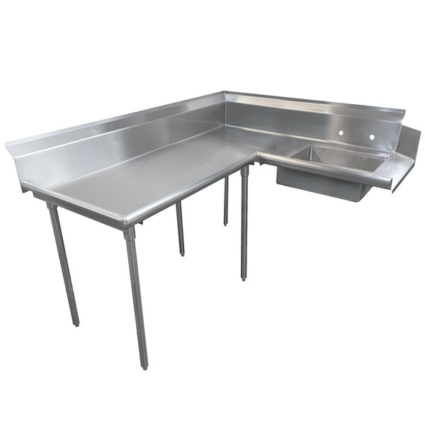 Advance Tabco DTS-K60-120 12' Super Saver Stainless Steel Soil L-Shape Dishtable - Left Table