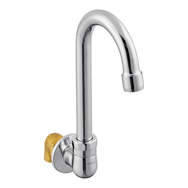 A chrome wall-mount hands-free faucet designed for specific Regency sink models.