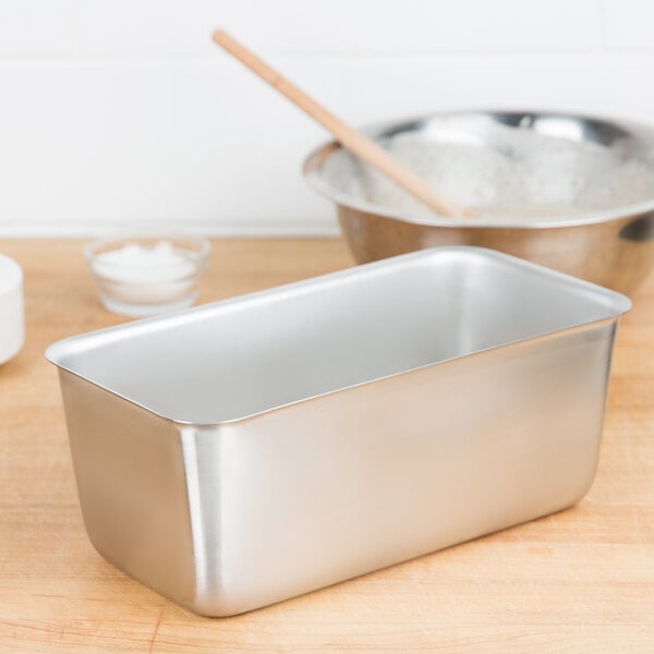 Vollrath 72060 5 lb. Seamless Stainless Steel Bread Loaf Pan - 10 3/8 x 5  3/8 x 4
