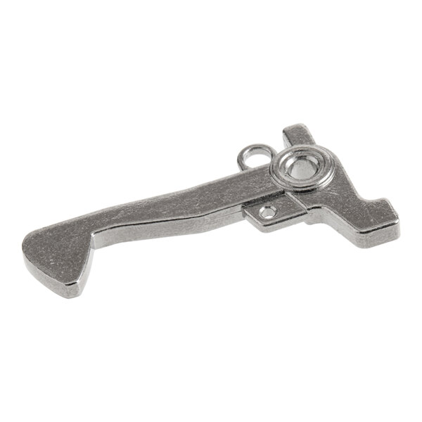 A metal door latch replacement part for commercial microwaves.