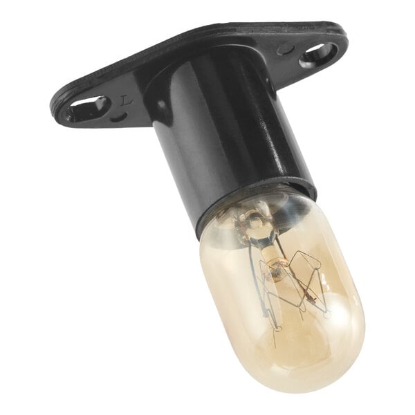 A small 230V, 20W light bulb with a black mounting base for commercial microwaves.