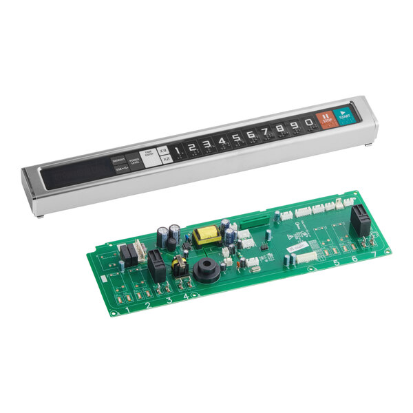 A Solwave 180C026585219 control panel assembly for commercial microwaves, consisting of a keypad interface and a circuit board.