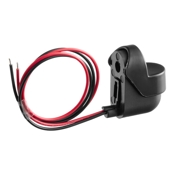 A black Estella 348PSM8GDSWN guard switch for SM Series with attached red and black wires.