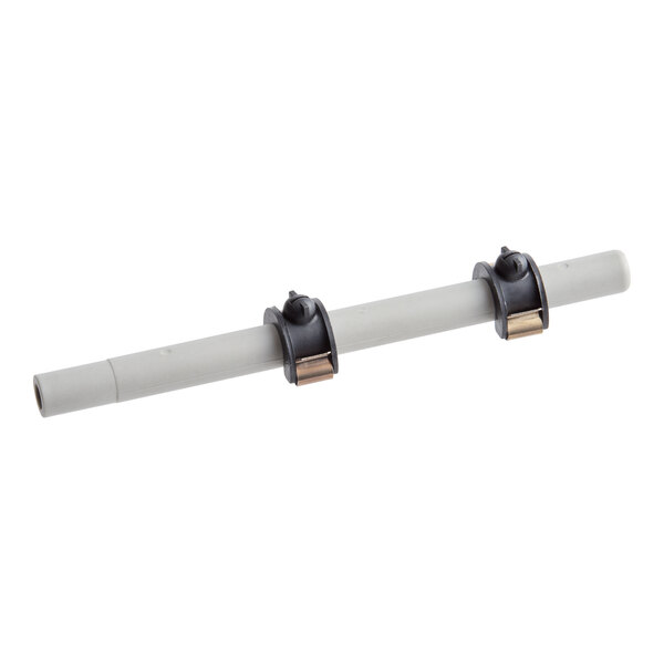 A gray branch rinsing assembly with two black and brass fittings, designed for Noble Warewashing HTGW units.