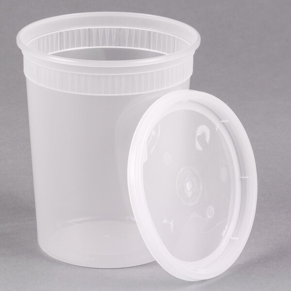 Pactiv/Newspring YSD2532 32 oz. Translucent Round Deli Container Combo