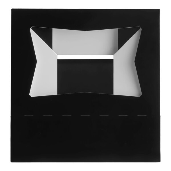 A black auto-popup bakery box with a clear window on the top.