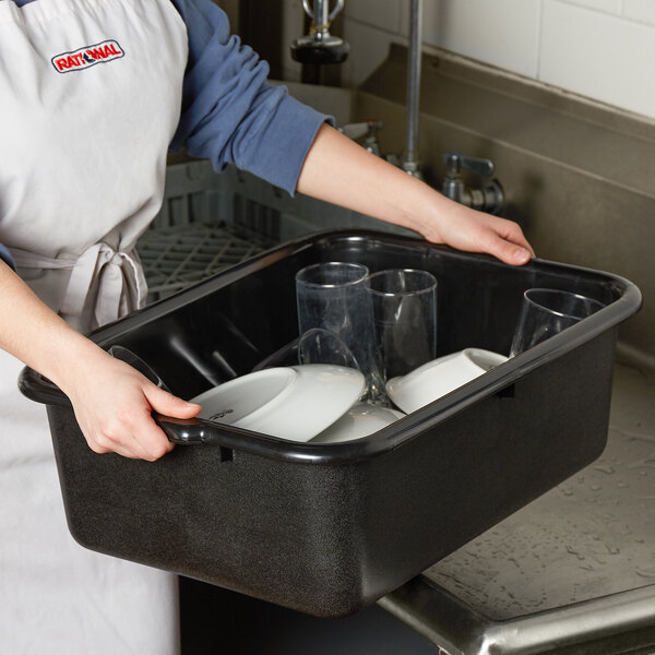 Tablecraft 1537E Black 20" x 15" x 7" Recycled Polyethylene Plastic Bus Tub / Box