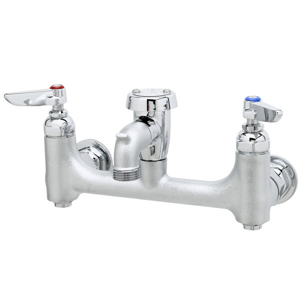 T&S B0674BSTR Wall Mount Rough Chrome Service Sink Faucet with 8" Adjustable Centers, Eterna