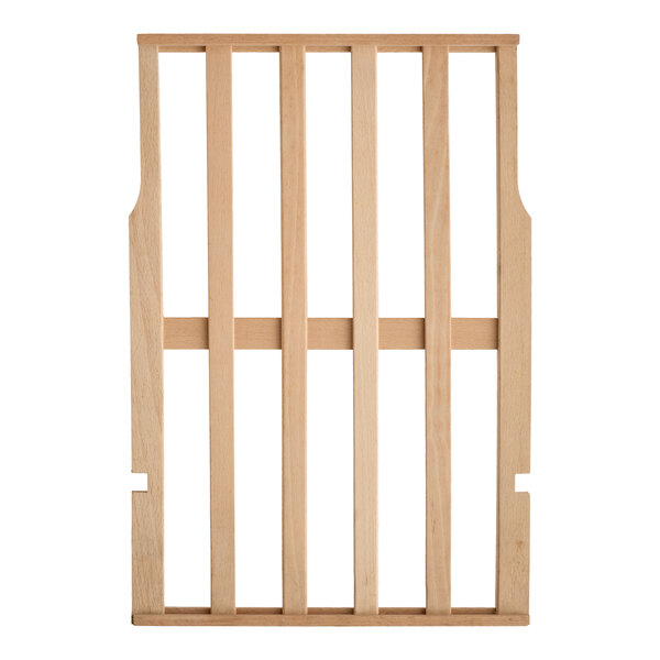 A wooden shelf with vertical and horizontal slats designed for the AvaValley WBRC-32-DZ.