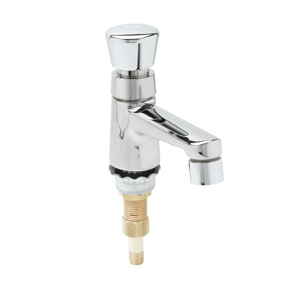 T&S B-0713 Vandal Resistant Single Temperature 2.2 GPM Basin Faucet with Push Button Cartridge and Tailpiece