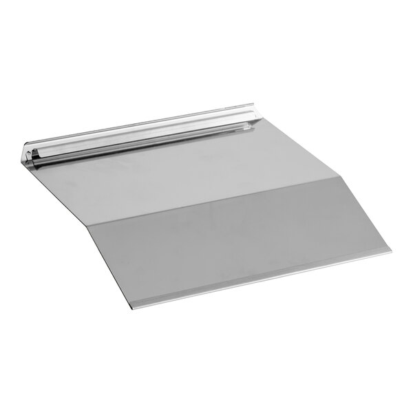 A stainless steel exit chute designed for Avantco bun toasters.