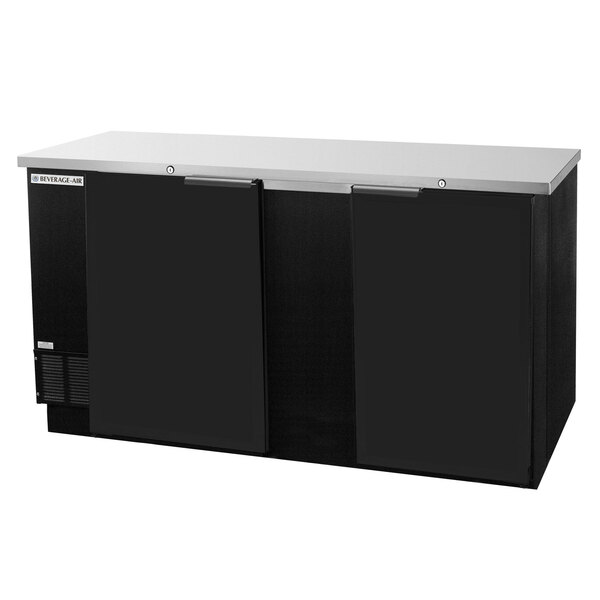 Beverage-Air BB68HC-1-F-B 68" Black Counter Height Solid Door Food Rated Back Bar Refrigerator