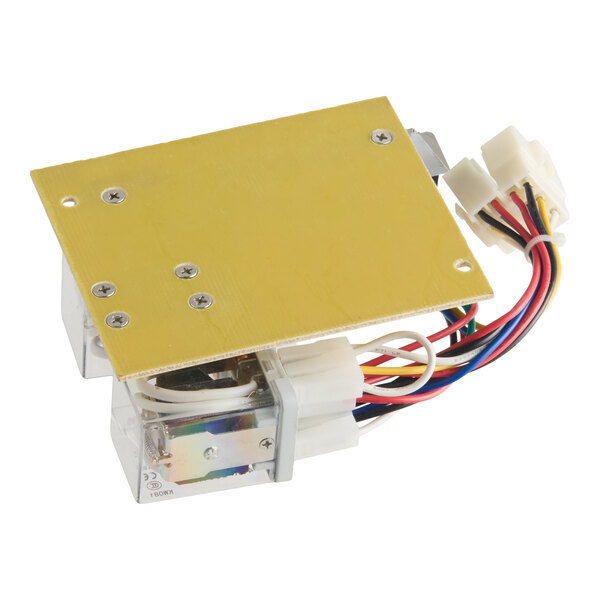 A relay board with multiple colored wires and connectors, designed for use with the Avantco SL713MAN slicer.