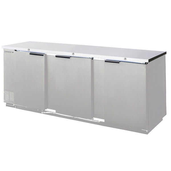 Beverage-Air BB94HC-1-F-S 94" Stainless Steel Counter Height Solid Door Food Rated Back Bar Refrigerator