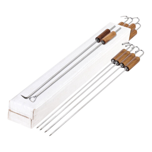 Golden Tandoor WHSKEW10 10-Piece Wooden Handled Long Skewer Set
