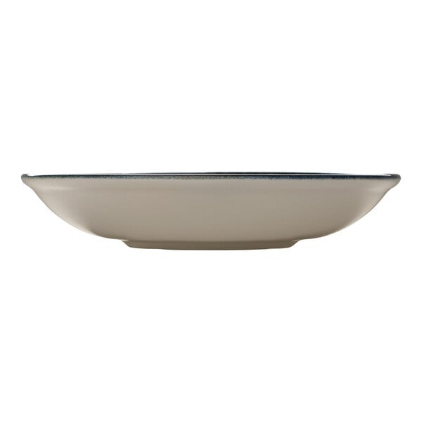 Heart & Soul Mirage 9 7/8" Round White Deep Porcelain Coupe Plate with Blue Rim - 6/Case